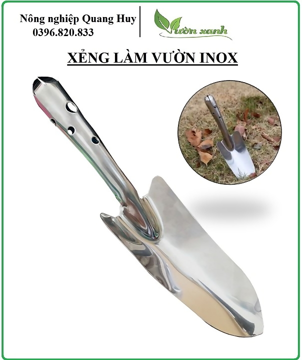 XẺNG LÀM VƯỜN INOX (sắc, bền, chắc chắn), dụng cụ làm vườn thiết yếu cho mọi nhà